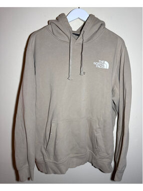 Men's The North Face Hoodie XL Beige White Logo Pullover Sweatshirt